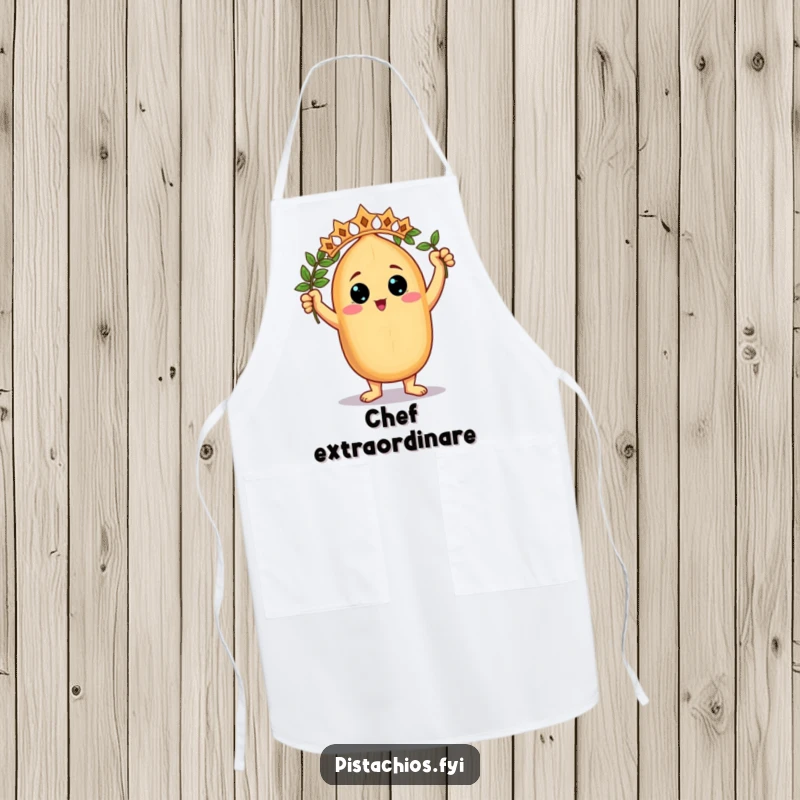 Funny Apron: A triumphant nut character wearing a laurel wreath, designed for chefs who celebrate culinary victories with style.