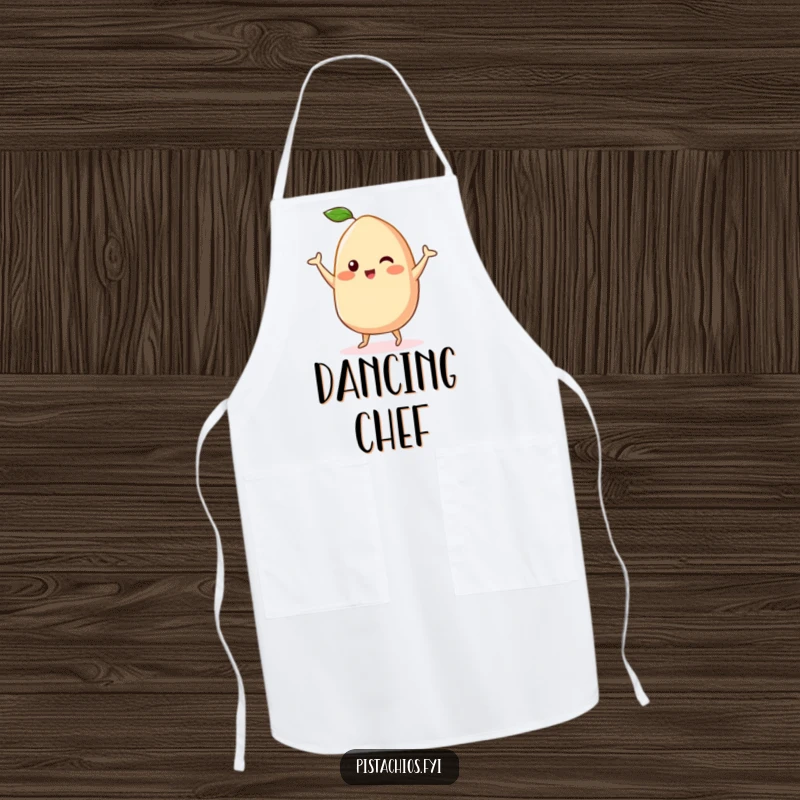 Funny Kawaii Cashew Apron: An adorable cashew character doing a happy dance, bringing fun and cheer to your cooking attire.