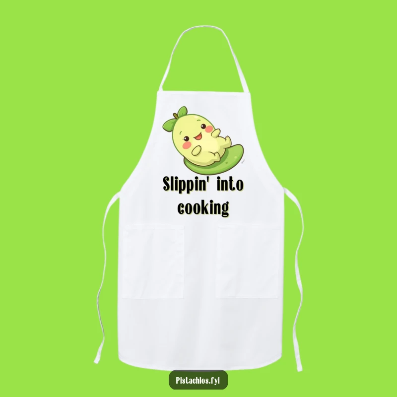 Funny Gleeful Pistachio Slide Apron: Cook with Slippery Smiles