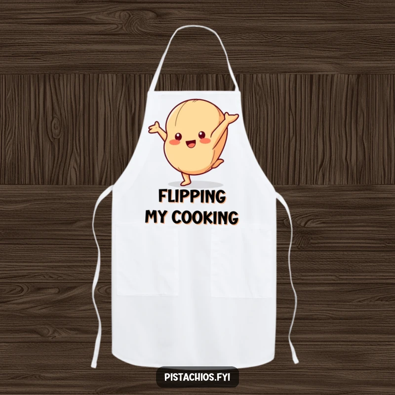 Funny Apron: A Playful Macadamia Nut Character Doing a Cartwheel while Preparing a Meal.