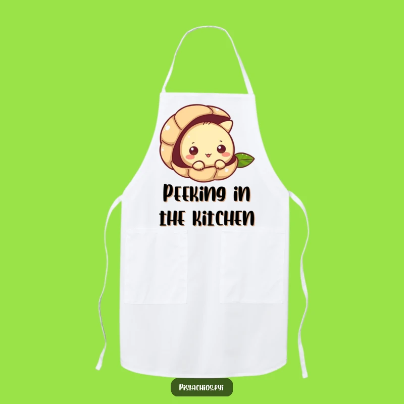 Funny Curious Pistachio Peeking Apron - Kitchen Intrigue, Perfect Funny Gift