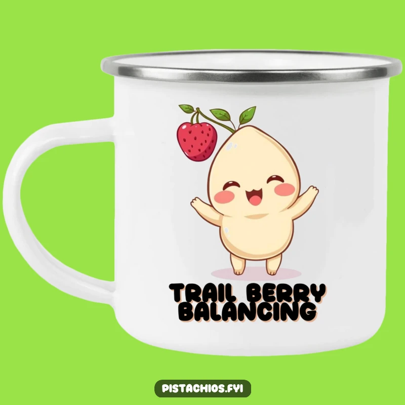 Funny Cashew Camping Mug: Delighted Berry Balancer, Outdoor Whimsy Gift