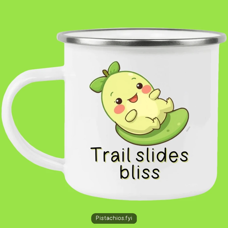 Funny Gleeful Pistachio Slide Camping Mug: Sip & Slide into Adventure