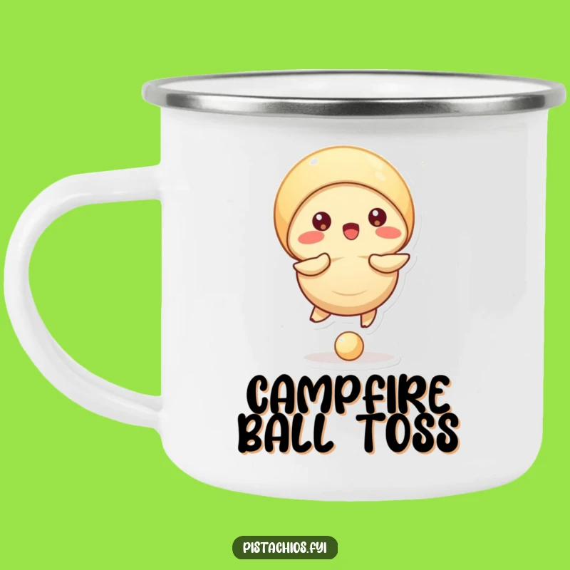 Funny Pistachio Camping Mug: Bouncing Ball Shell Play