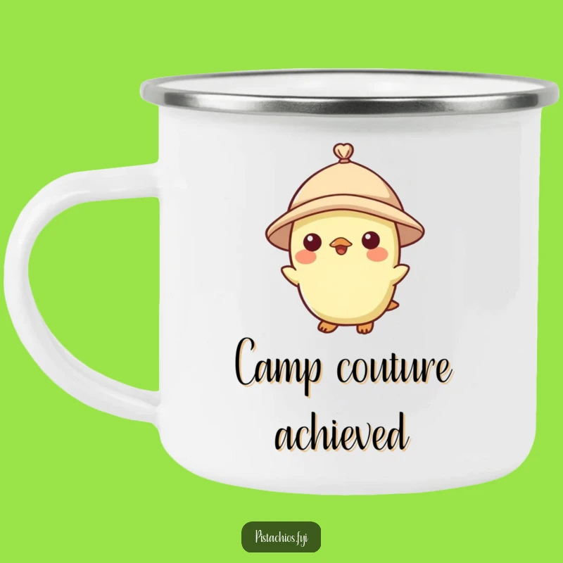 Funny Pistachio Character Tiny Hat Camping Mug - Dapper Outdoor Fun, Great Gift