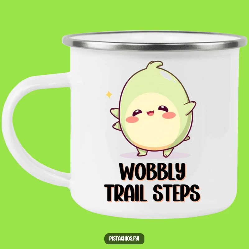 Funny Wobbly Pistachio Camping Mug: Playful Wobbling Nut, Great Funny Outdoor Gift!