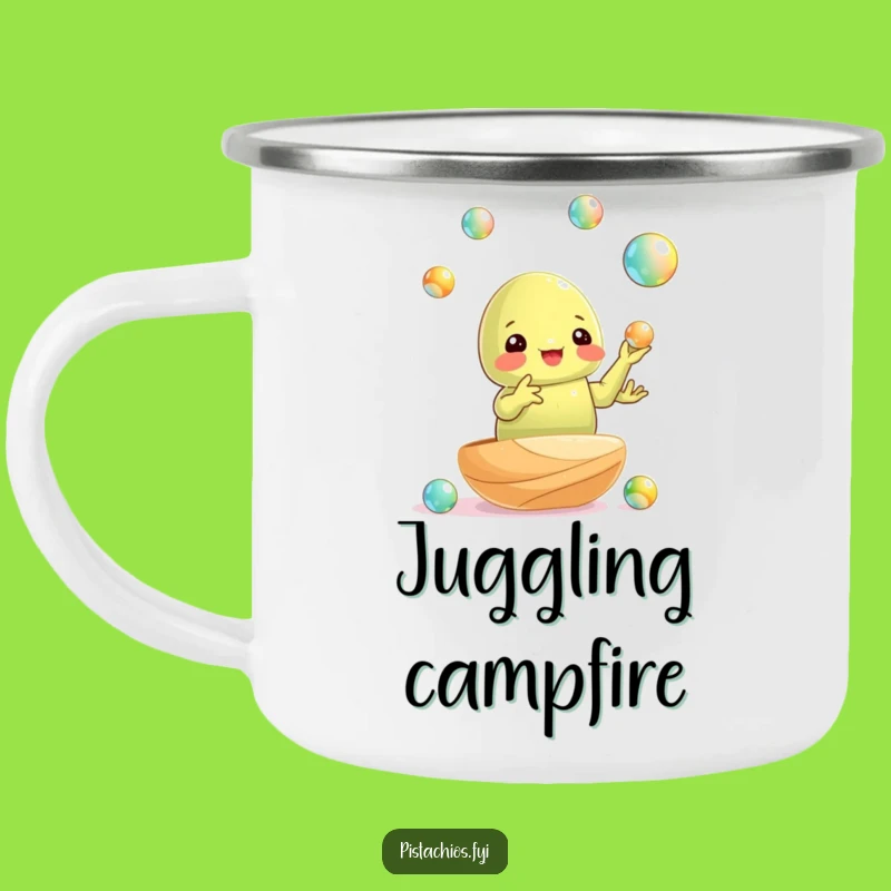 Funny Pistachio Juggling Camping Mug - Hilarious Outdoor Cup for Skilled Adventurers
