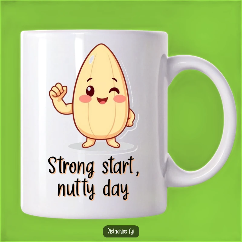 Funny Almond Flexing Mug - Strong Cartoon Gift for Fitness Lovers