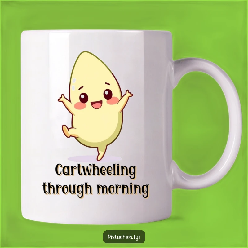 Funny Cheerful Pistachio Cartwheel Mug: Active Fun and a Hilarious Gift!