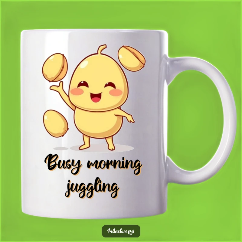 Funny Juggling Pistachio Mug - Smiling Character Gift
