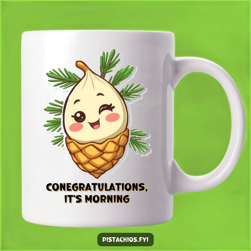 Funny Pine Nut Mug - Happy Winking Character for Nutty Jokes