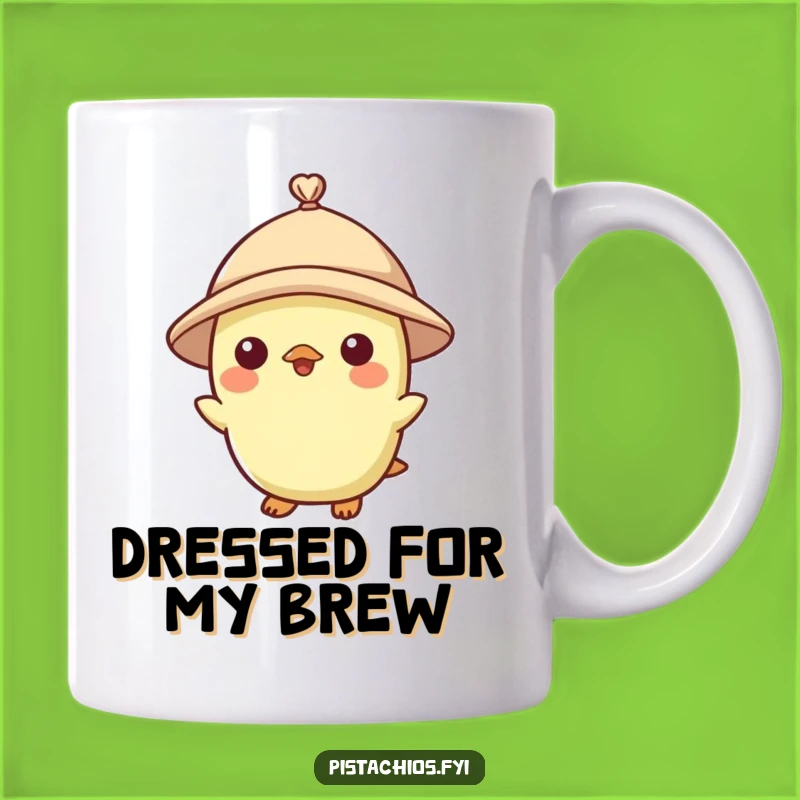 Funny Pistachio Character in Tiny Hat Mug - Dapper Nutty Fun, Perfect Funny Gift