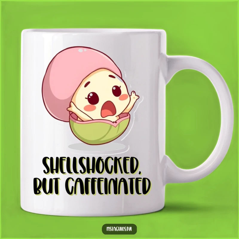 Funny Surprised Pistachio Mug, Hilarious Nutty Character, Perfect Gift