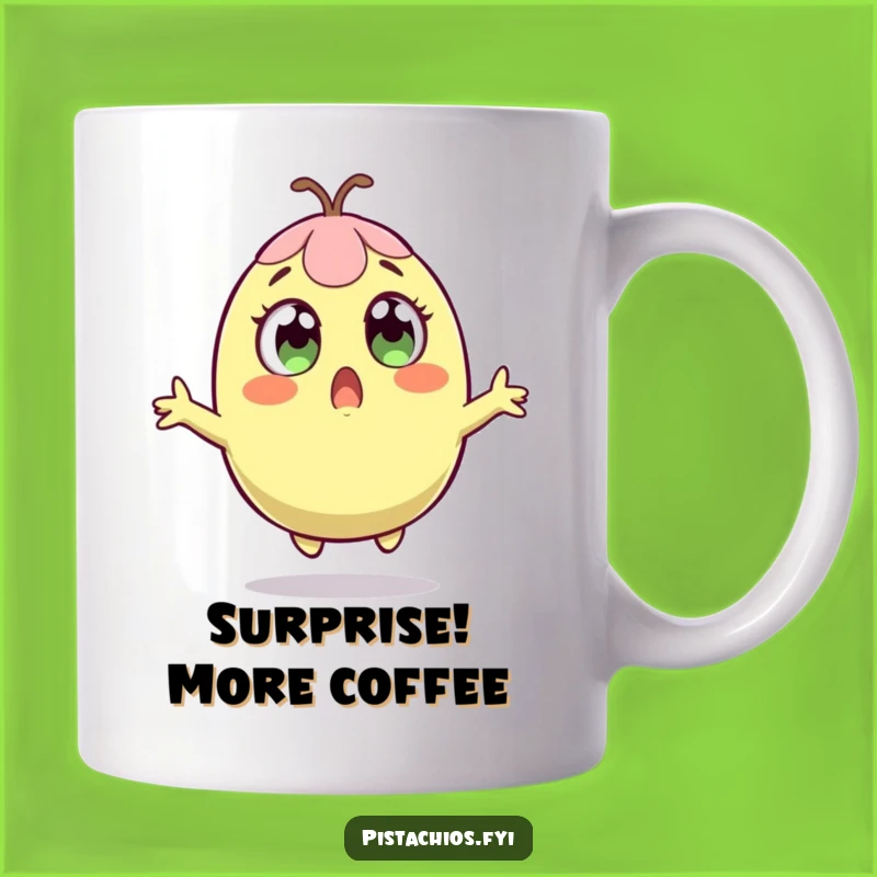 Funny Surprised Pistachio Mug: Shocking Fun, Unexpected Gift