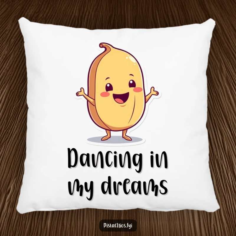 Funny Pillow: A soft, plush pillow featuring a tiny, delighted nut character doing a joyful shimmy, perfect for adding fun to any couch.