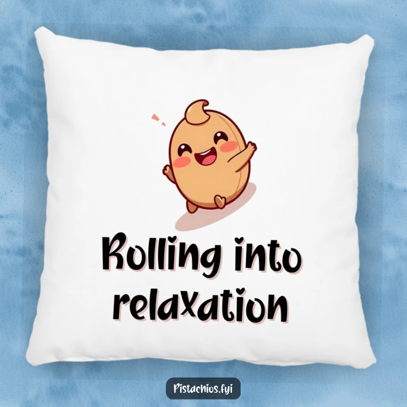 Funny Pillow: A Giggling Hazelnut Character Merrily Rolling Downhill with Contagious Glee.
