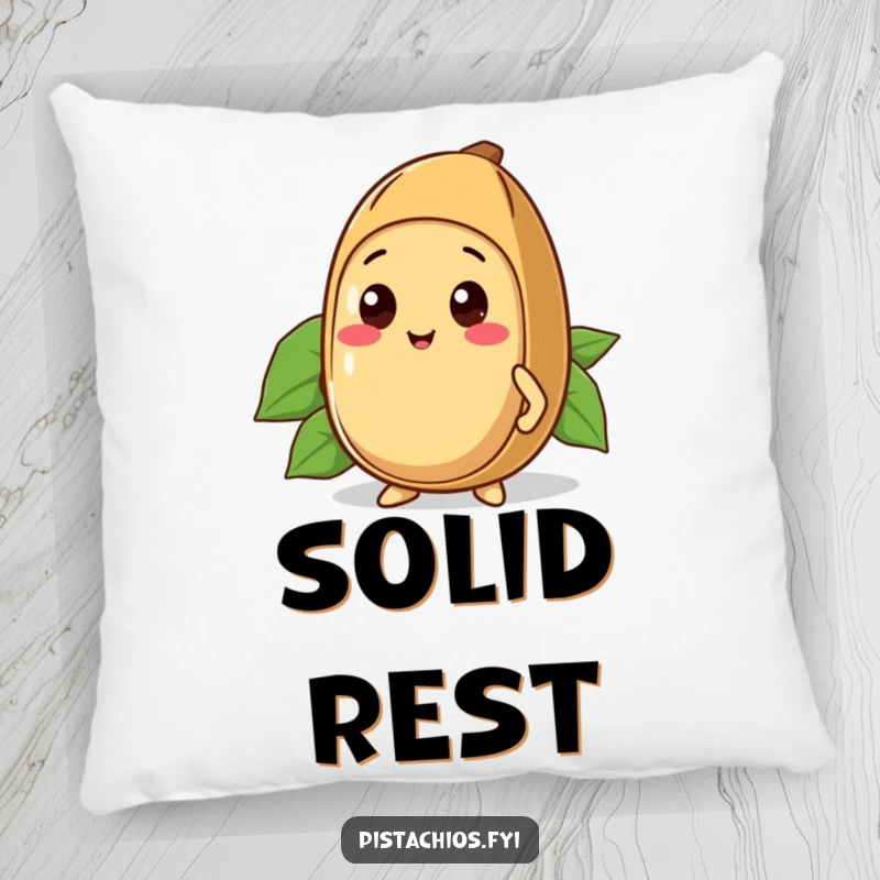 Funny Kawaii Brazil Nut Pillow: A soft pillow featuring a Kawaii Brazil nut character proud of its sturdy shell, symbolizing strength.