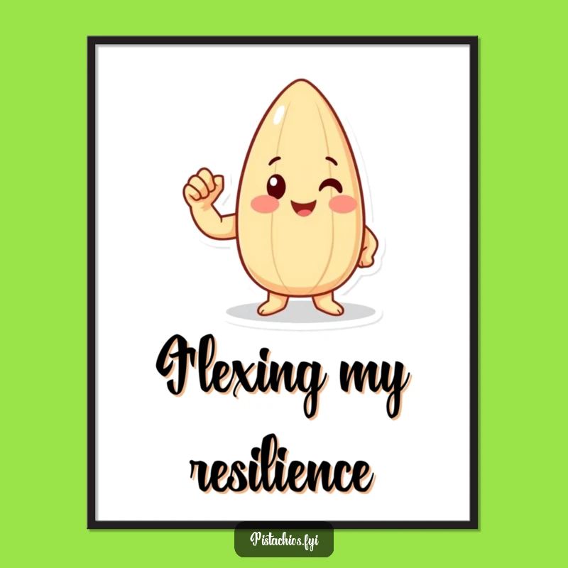 Funny Almond Flexing Digital Art - Strong Cartoon Decor