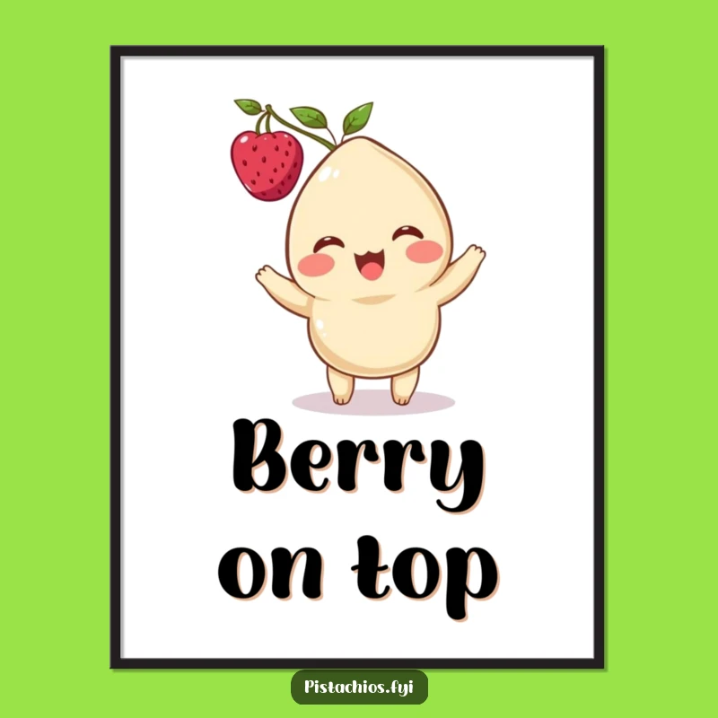 Funny Cashew Digital Art: Delighted Berry Balancer, Instant Whimsical Decor Gift