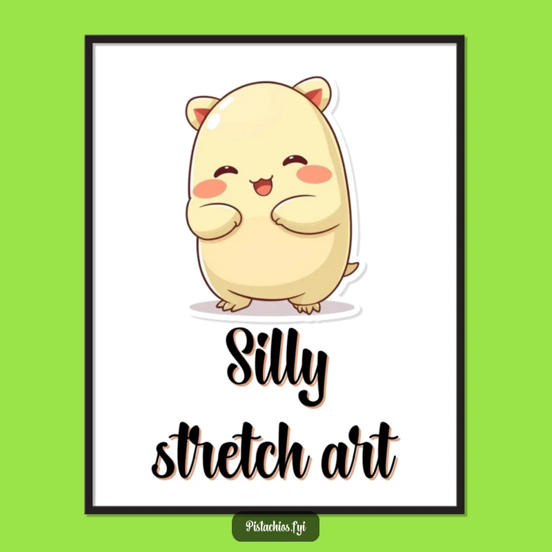 Funny Chubby Pistachio Digital Art: Silly Stretchy Nut, Instant Download Funny Gift!