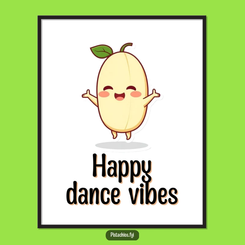Funny Delighted Pistachio Digital Art: Happy Dancing Nut, Instant Download Funny Gift!