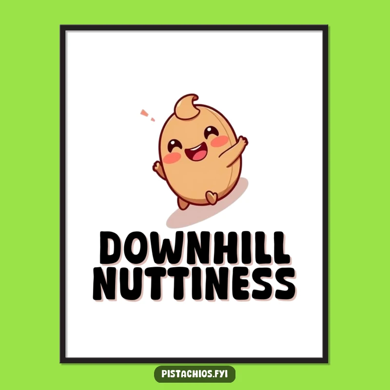 Funny Giggling Hazelnut Rolling Downhill Digital Art Print - Instant Laugh!