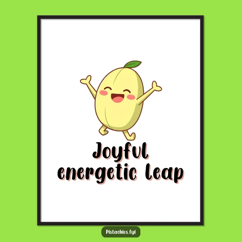 Funny Joyful Leaping Pistachio Digital Art - Instant Nutty Decor, Print as Funny Gift
