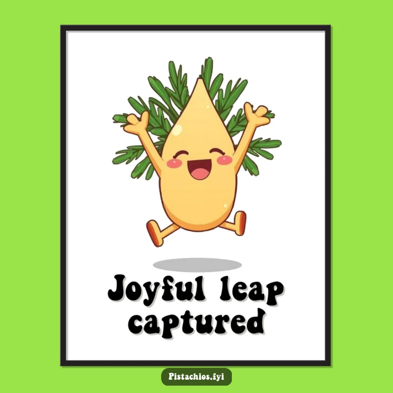 Funny Leaping Pine Nut Digital Art Print - Instant Joyful Excitement!