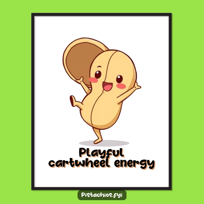 Funny Playful Peanut Art Print: Cartwheel Fun for a Perfect Funny Gift