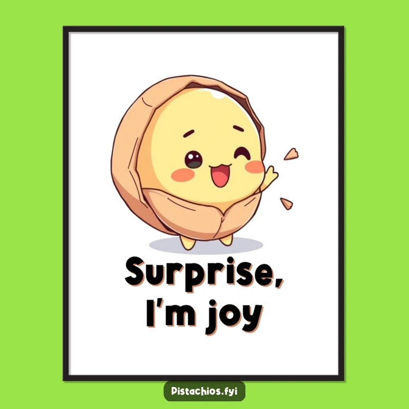 Funny Surprised Pistachio Digital Art: Bring Hilarious Crackling Joy Home