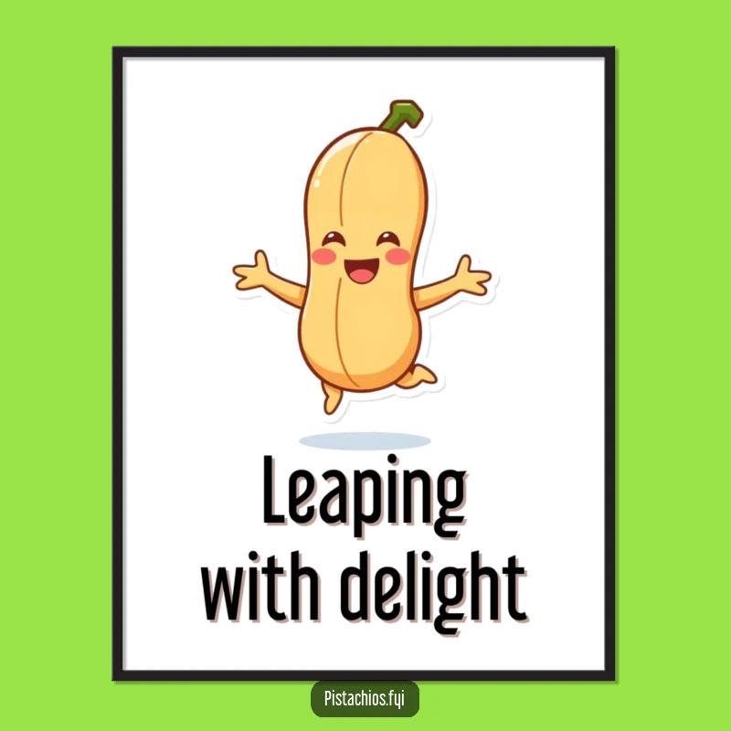 Funny Smiling Peanut Jump Digital Art - Joyful Cartoon Decor