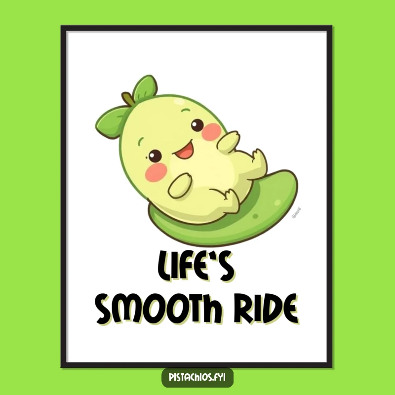 Funny Gleeful Pistachio Slide Digital Art: Instant Joy for Your Walls