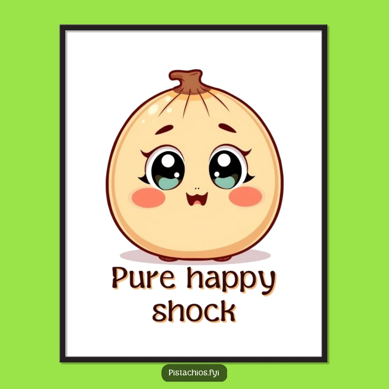 Funny Surprised Nut Digital Art: Wide-Eyed Joy, Instant Download, Humorous Decor