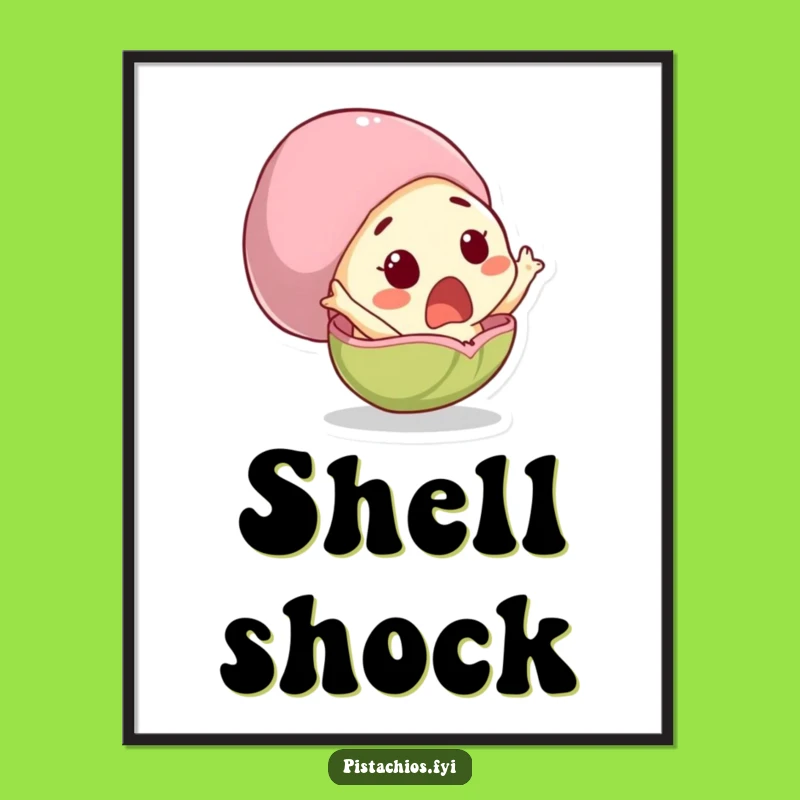 Funny Surprised Pistachio Digital Art, Hilarious Nutty Character Print