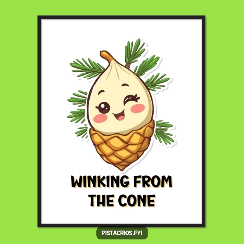 Funny Pine Nut Digital Art - Winking Nut Character for Instant Cheer