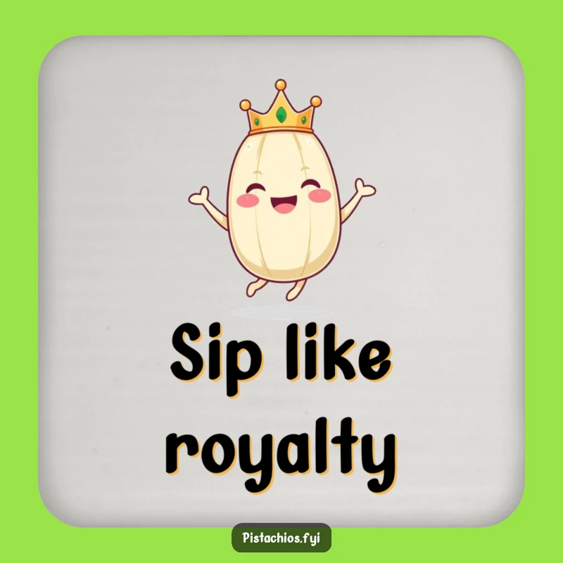 Funny Crowned Pistachio Hop Coaster - Happy Character Drink Gift