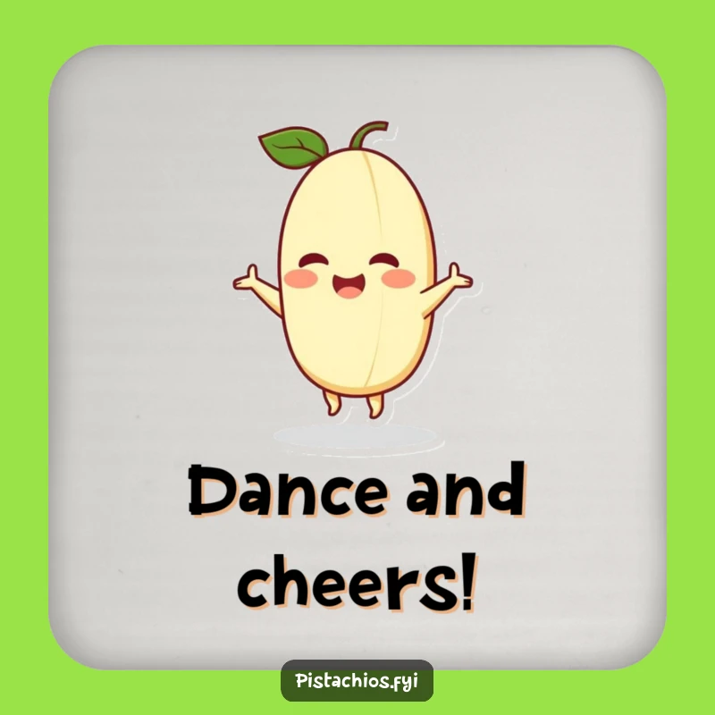 Funny Delighted Pistachio Coaster: Happy Dancing Nut Protection, Perfect Funny Gift!