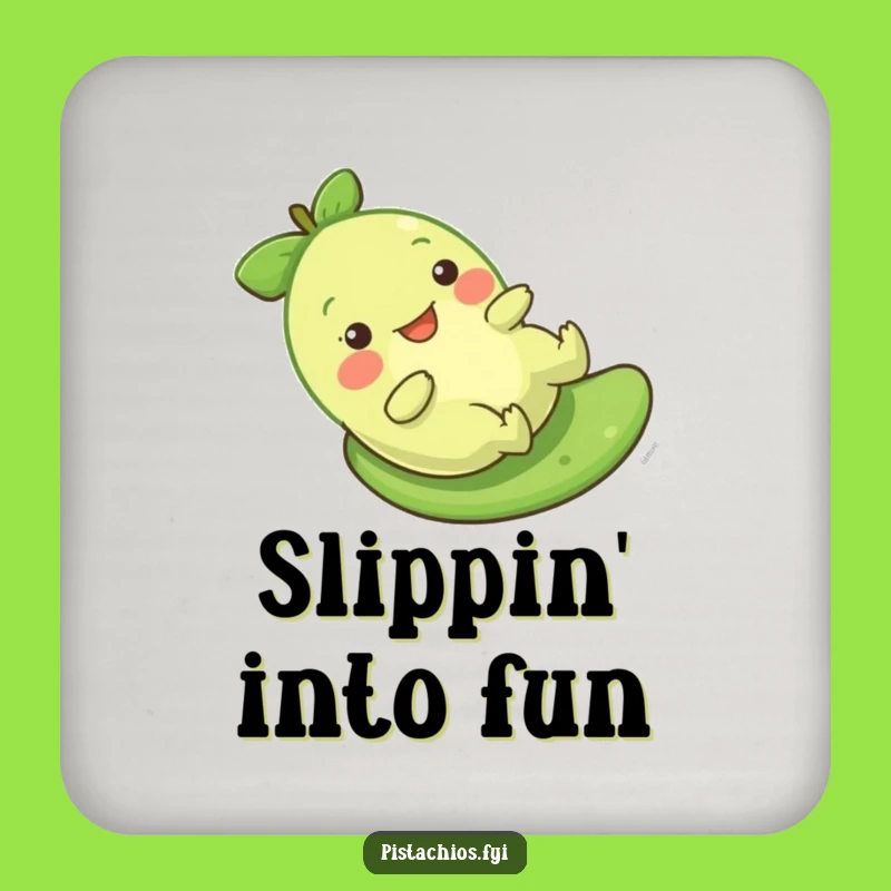 Funny Gleeful Pistachio Slide Coasters: Protect with Slippery Smiles
