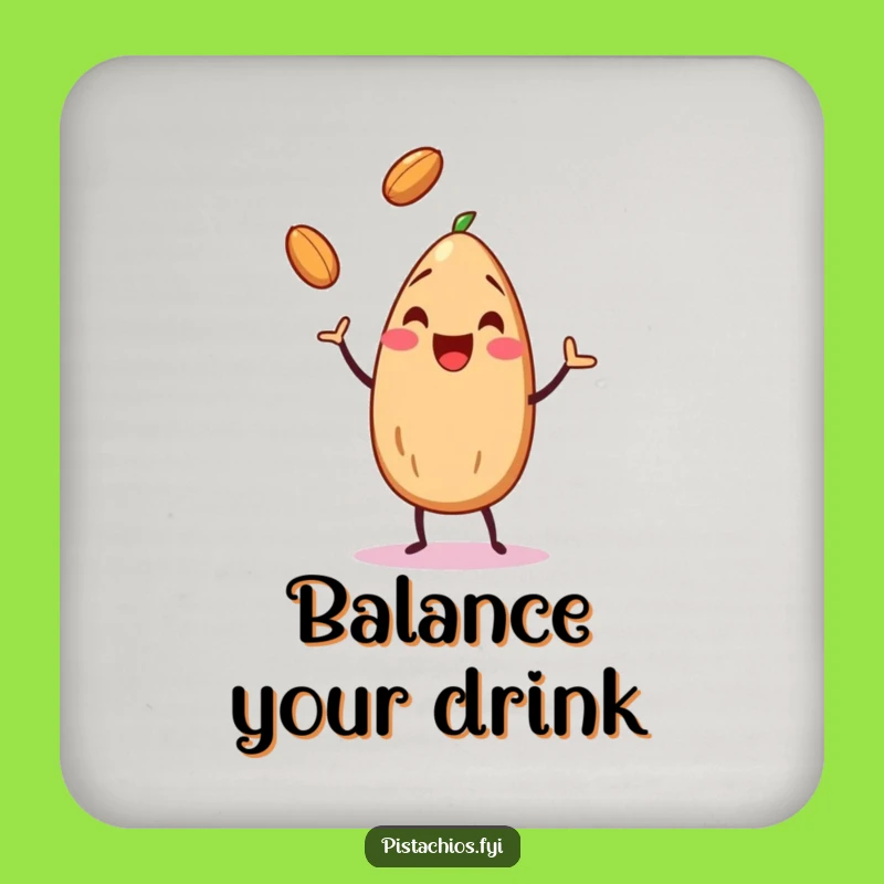 Funny Juggling Almond Drink Coaster: Protect Surfaces, A Fun Funny Gift