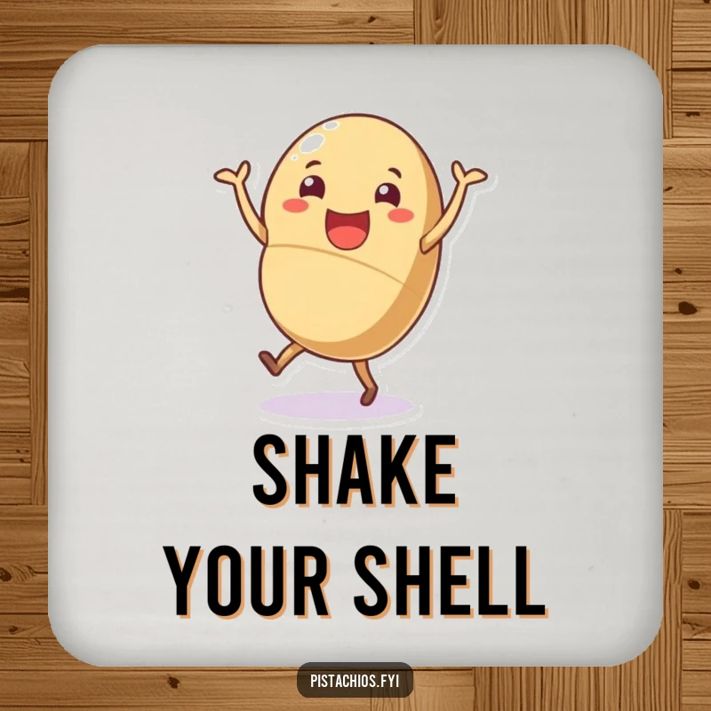 Funny nutty dance coaster set, cheerful shelled nut character dancing joyfully, humorous and functional drink protection.