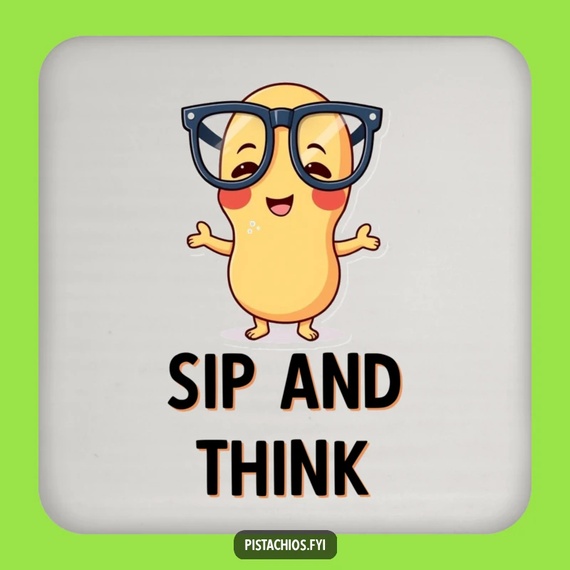 Funny Peanut Coaster: Giggling Character with Glasses, Protects Surfaces with Humor Gift