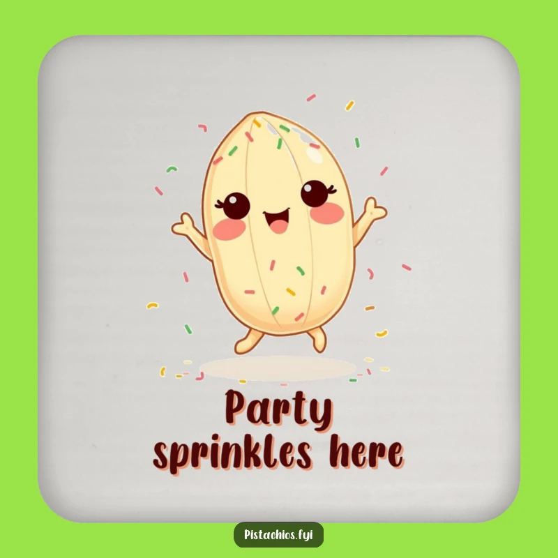 Funny Pistachio Coaster: Delighted Sprinkle Dance Fun