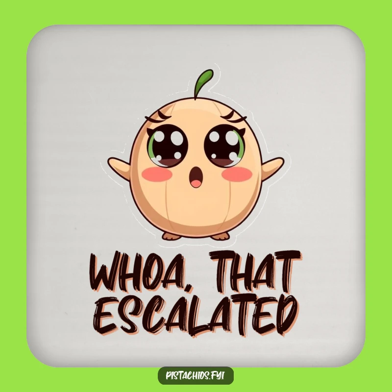 Funny Surprised Brazil Nut Drink Coaster - Wide Eyes, Protect Surfaces!