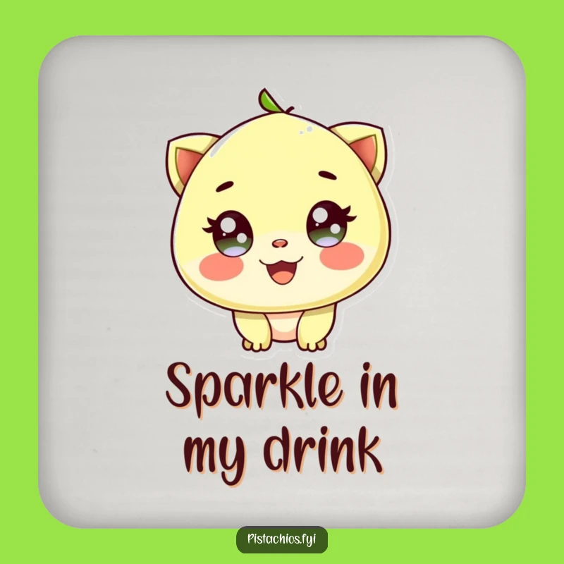 Funny Delighted Pistachio Sparkling Eyes Coaster - Nutty Shine Protection, Perfect Funny Gift