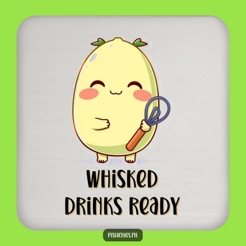 Funny Pistachio Bar Coaster: Cheerful Baker Character - Protect Surfaces Funny Gift!