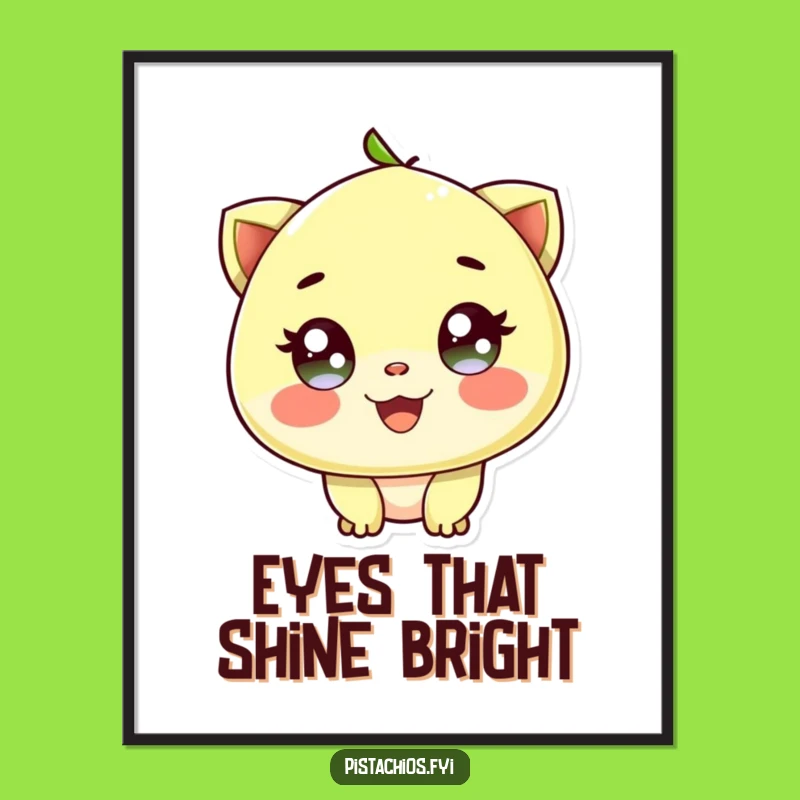 Funny Delighted Pistachio Sparkling Eyes Art - Joyful Wall Decor, Hilarious Gift