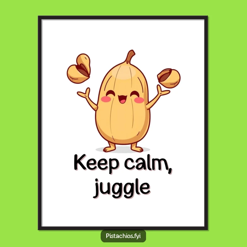 Funny Juggling Nut Poster - Artistic Nut Character Action, Memorable Funny Gift for Walls
