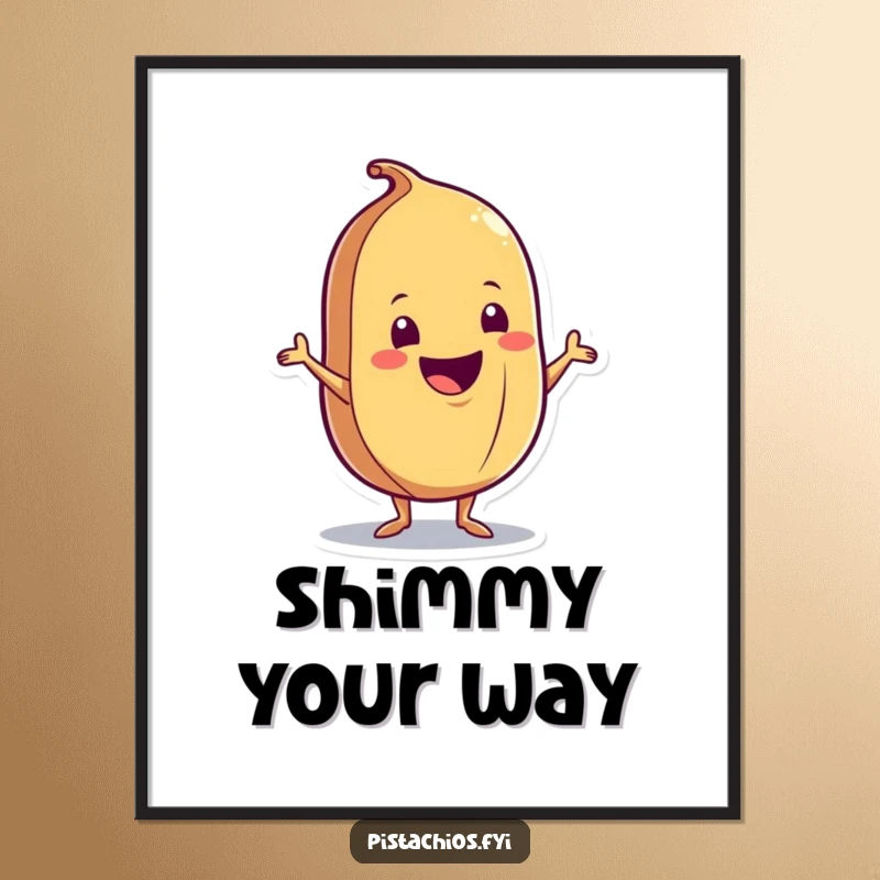 Funny Poster: A delighted nut character captured mid-shimmy, full of energy and happiness, adding a touch of playful art to any room.