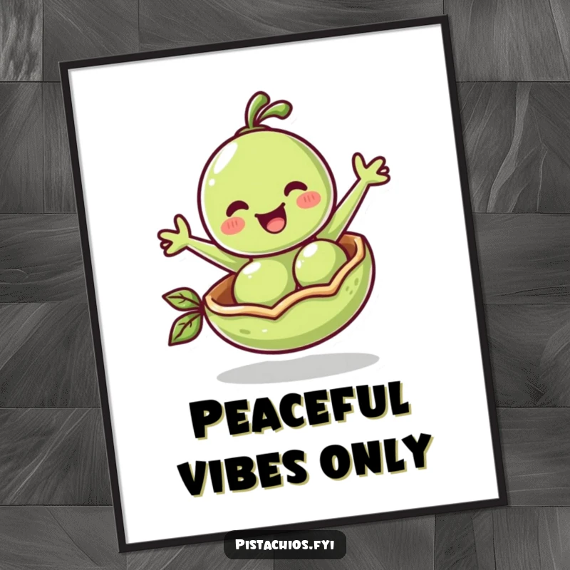Funny Poster: A cheerful pea joyfully bounces inside its pod, creating a lively and humorous art piece.