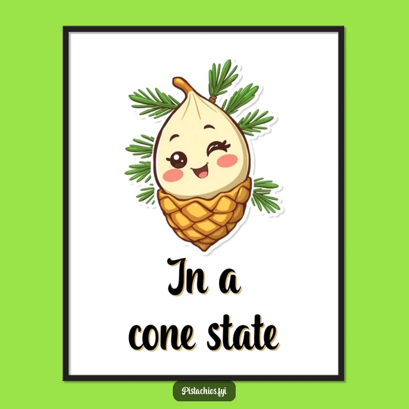 Funny Pine Nut Poster - Winking Nut Art for Cheerful Walls